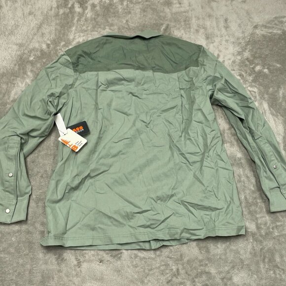 Bass Outdoor Stretchy Worker Shirt M Lilly Pad Green Cotton/Spandex NWT 6415 - Picture 2 of 8